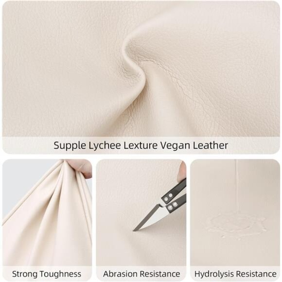 Tote Bag Vegan Leather Large Capacity Cream - Picture 3 of 7